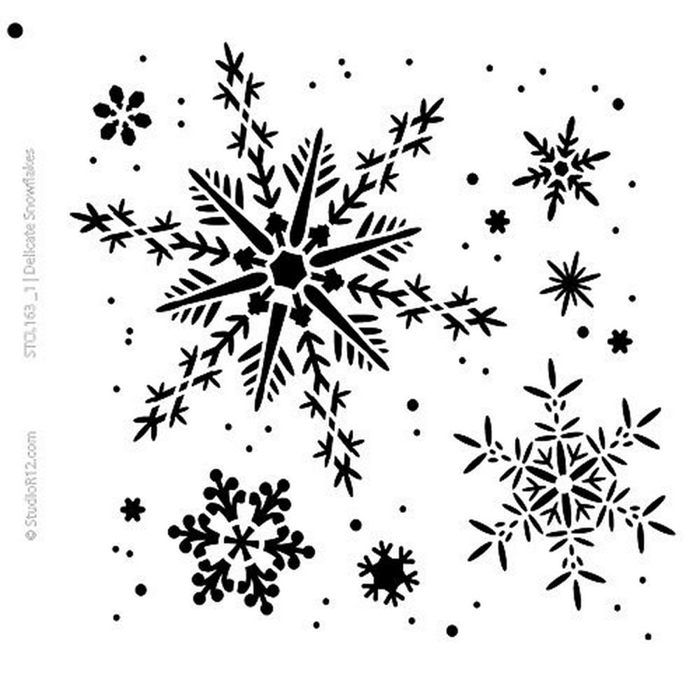 Snowflakes Stencil by StudioR12 Delicate Winter Snow Art Medium 11.