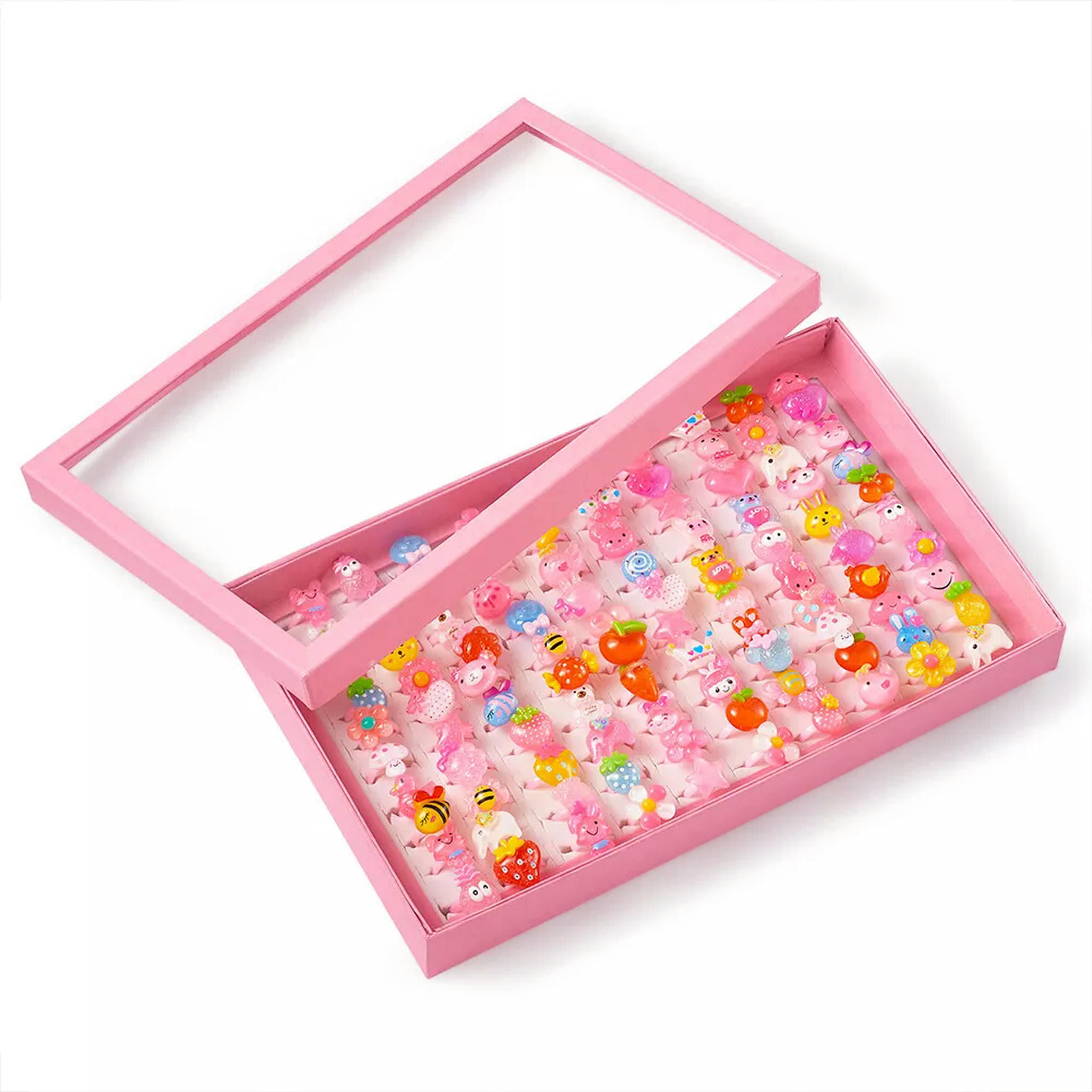 U8MO 100pcs Colorful Cute Jewelry Plastic Kids Rings For Girls DIY Craft Making 14mm