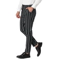 thumbnail image 5 of MODA NOVA Big & Tall Men's Striped Dress Pants Slim Fit Flat Front Trousers Black 38, 5 of 5