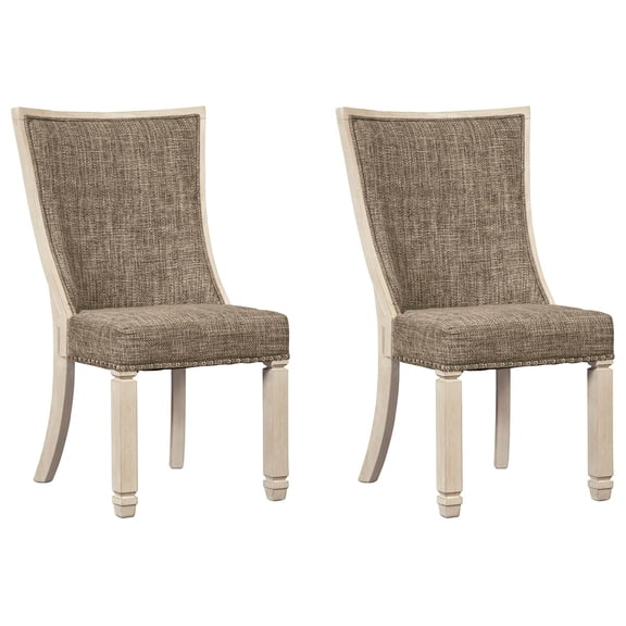 Signature Design by Ashley Bolanburg Modern Farmhouse Upholstered Dining Chair, Set of 2, Brown