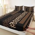 thumbnail image 3 of Feelyou Leopard Cheetah Print Twin Sheet Sets, Modern Fashion Brown Twin Fitted Sheet, Teens Adult Women Men Flat Sheet, Microfiber Bedroom Decor, 3pcs, 3 of 7