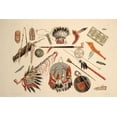 thumbnail image 2 of Bodmer, Karl 18x13 Black Ornate Wood Framed with Double Matting Museum Art Print Titled - Indian utensils and arms, 2 of 4