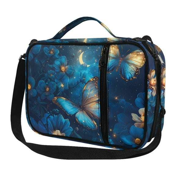 Xuewen Bible Cover Case for Men Women Bible Book Bag Multi-Functional Protable Bible Pouch with Crossbody Strap Zippered Pocket Butterfly Print Bible Organizer with Inner Pockets and Pen Loop