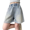 thumbnail image 5 of Ruyang Girls Baggy Jeans Shorts Y2k Hip Hop Streetwear Denim Shorts Unisex Kid Vintage Fashion Bermuda Jorts Star Embroidery Clothes, 5 of 8