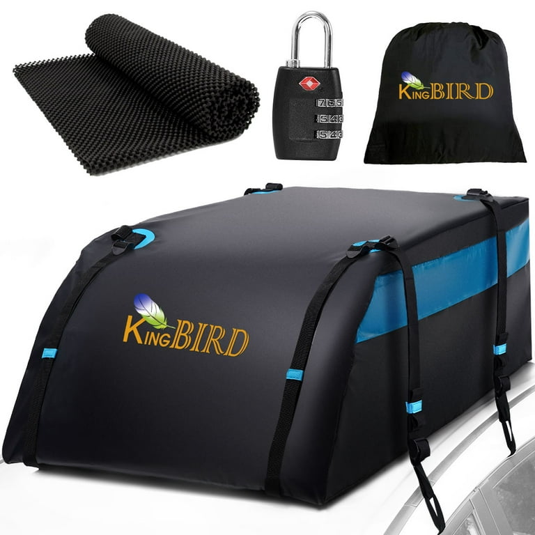 KING BIRD 15 Cu.ft Roof Cargo Bag 100 Waterproof Rooftop Cargo Carrier Fit All Cars with Without Rack Accessories RCB 003 15CUFT