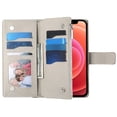 thumbnail image 3 of Funda cartera GANGXUN para iPhone 12 Mini , cuero PU con tarjetero, cremallera, correa de mano, soporte y protección 576°, 3 of 6