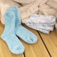 thumbnail image 3 of BambooMN Women's Girl Fuzzy Warm Fluffy Tie-Dye Colorful Fun Crew Socks - Cerulean - Extra Large - 4 Pairs, 3 of 6
