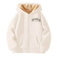 thumbnail image 4 of Glisme Girls Hooded Jacket With Zip Up Thermal Printed Playful Beige Leisure Outerwear Size 4-5 Years, 4 of 4