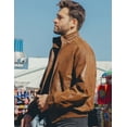 thumbnail image 4 of FLAVOR Men's Real Leather Bomber Casual Jacket (Medium, Brown), 4 of 6
