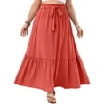thumbnail image 5 of Cueply Women's Plus Size Casual High Waist Tie Front Long Skirts with Pockets Flowy Summer Pleated Tiered Elastic Skirt, 5 of 9