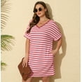 thumbnail image 6 of Daystry Women's Striped Fashion V Neck Loose Short Sleeve T Shirt Dress with Pocket for Women, 6 of 13