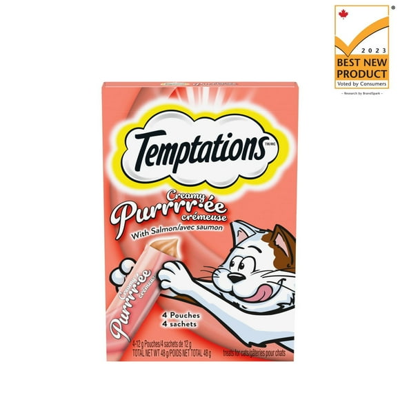 Gâteries pour chats adultes Temptations Purée Crémeuse avec saumon 4x12 g