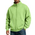 thumbnail image 2 of Vxararl Zip Up Jacket Long Sleeve Fleece Sweatshirt Men Fall/winter Casual Wear, Outdoor Office Business Lightweight Fleece Full Zip no Hood Athletic Jacket Fleece Jacket Men Green S, 2 of 5