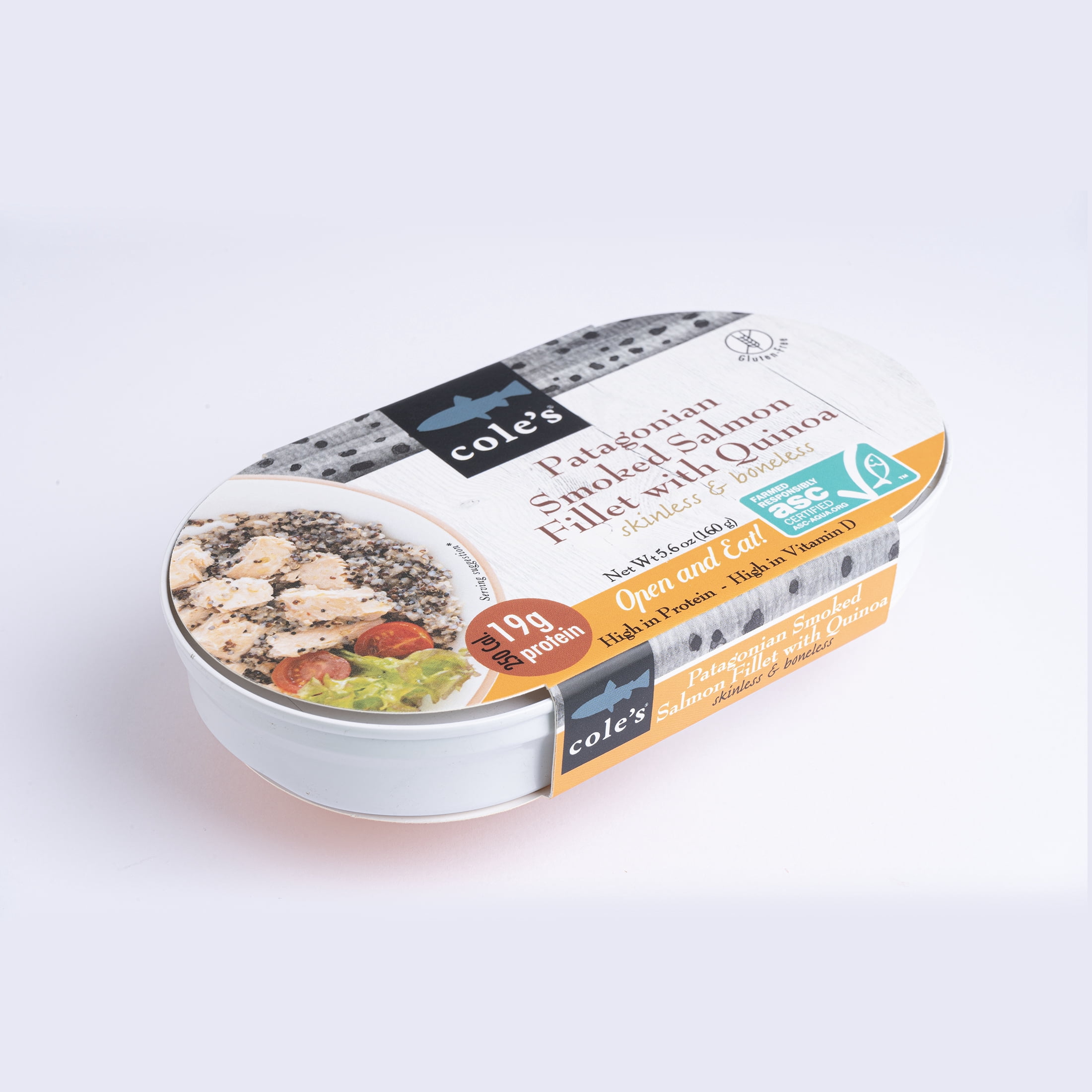 (3 pack) Cole's Patagonian Smoked Salmon with Quinoa 5.6oz, Skinless & Boneless, Gluten-Free