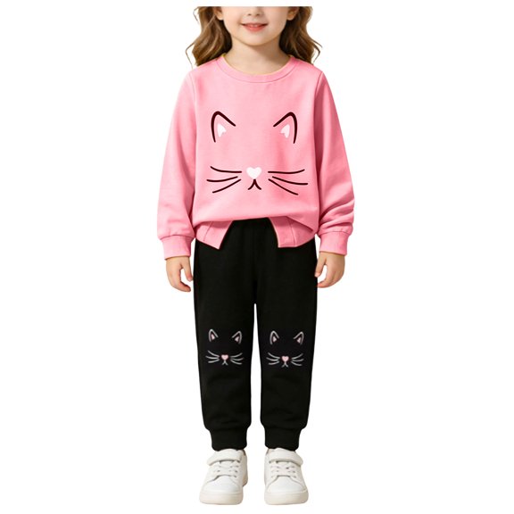 eczipvz Fall Outfits for Toddler Girls Toddler Baby Girl Clothes T-Shirt And Pant Set, Winter Outfit Pink,6-7Years