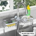 thumbnail image 6 of AZXY Kitchen Sink Caddy, Sponge Holder for Kitchen Sink, No Drill Sink Organizer with Drip Tray and Hooks for Space-Saving Storage, Faucet Storage Rack for Kitchen Bathroom, Durable rust-resistant, 6 of 6
