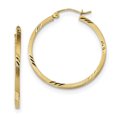 thumbnail image 1 of 14K Yellow Gold Satin & Diamond Cut Square Tube Hoop Earrings, 1 of 2