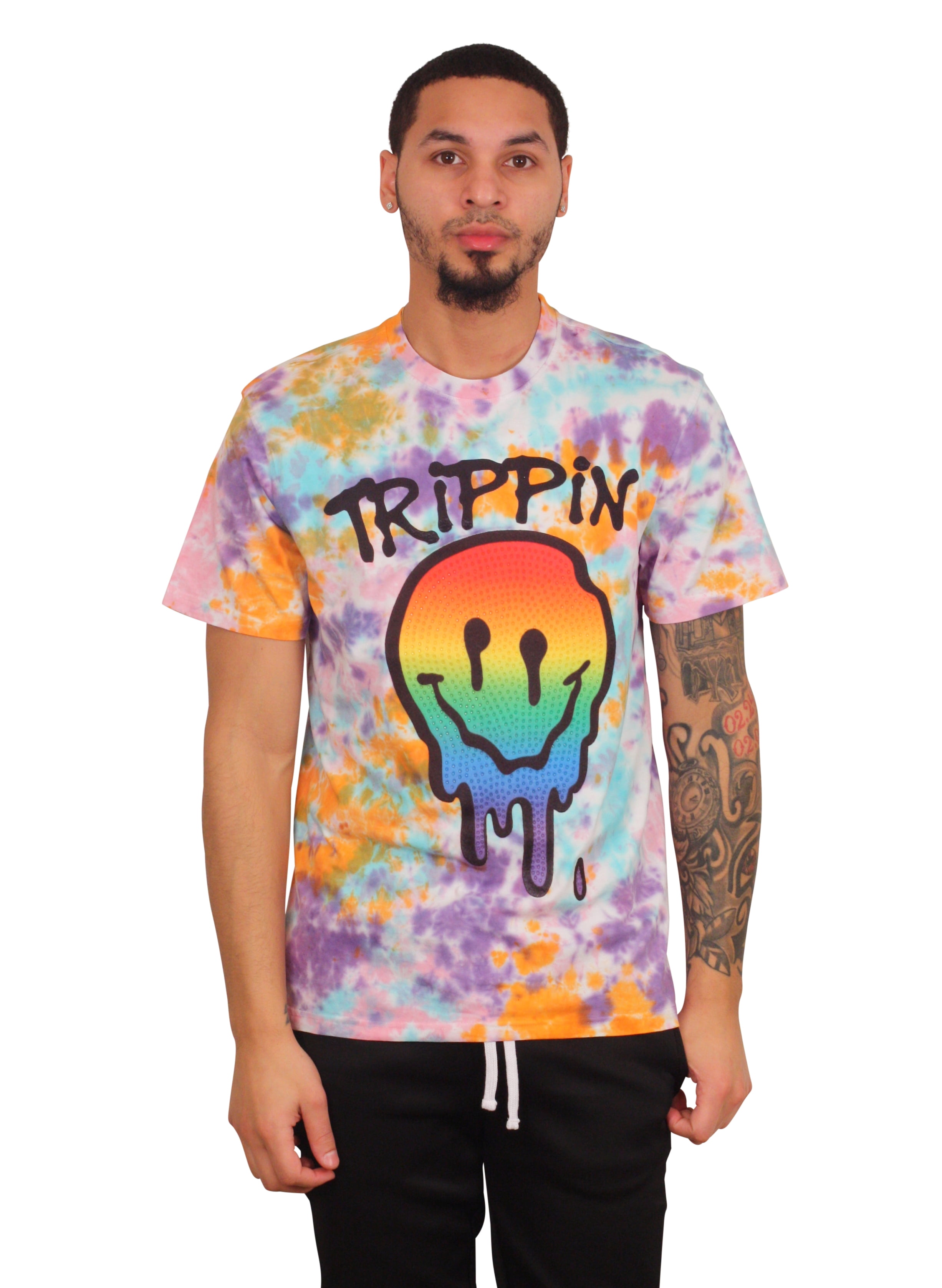 REBEL MINDS Tie-Dye Graphic TRIPPIN Tee - Walmart.com - Walmart.com