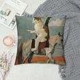 thumbnail image 2 of Qinduosi Throw Pillow Cover The Cat Riding a Horse is in The Desert Among Cacti Decorative Pillowcase Square Throw Pillow Case Home Couch Decor Cushion Cover White, 2 of 5