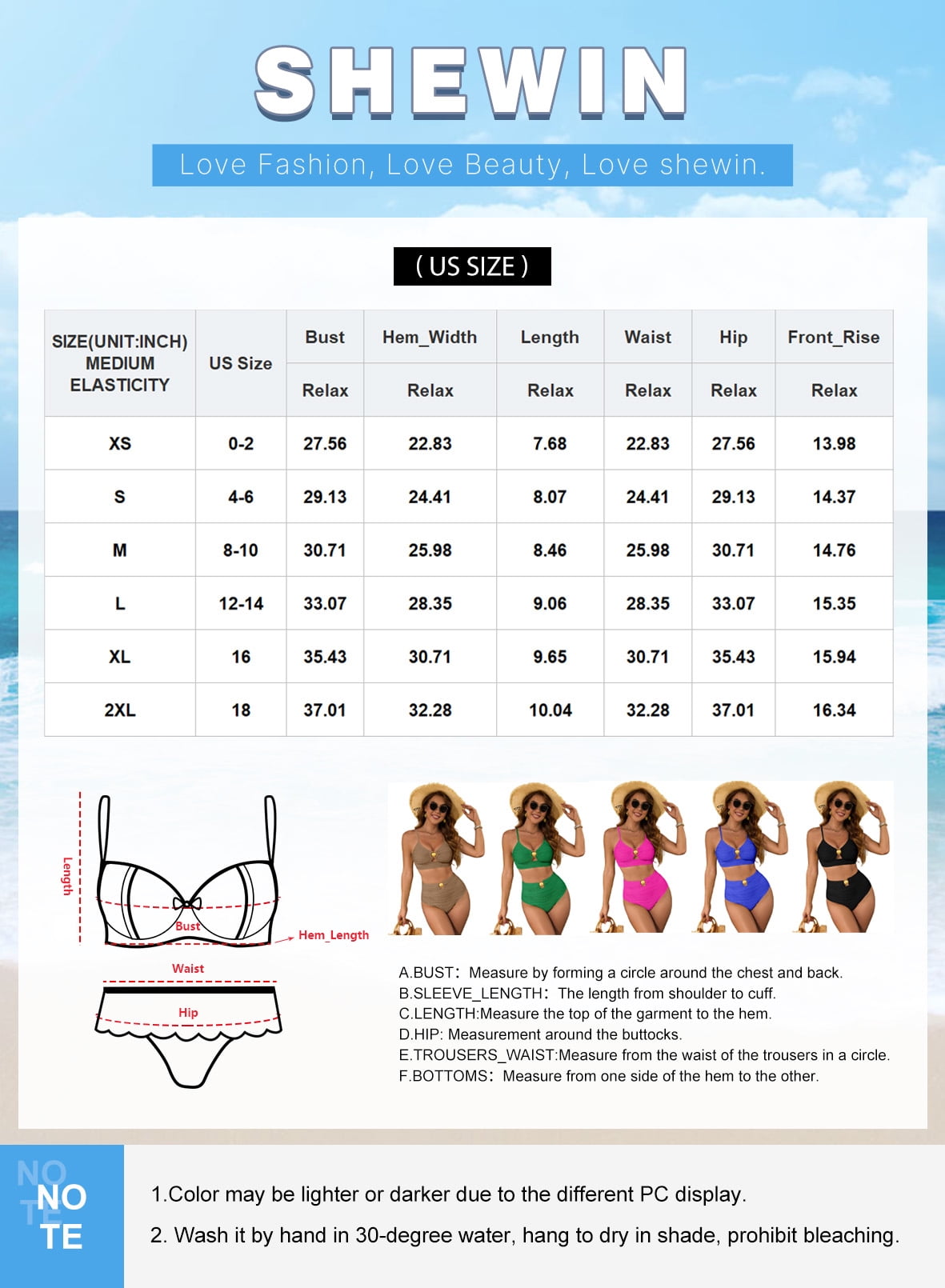 SHEWIN Swimsuit for Women 2 Piece Bathing Suits High Waist Bikini Sets Texture Swimming Suits Full Coverage Beach Essentials Green L