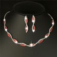thumbnail image 5 of Silver Plated Royal Red Crystal Wedding Jewelry Sets for Women Leaf Long Necklace Earrings Bridal Jewelry Sets, 5 of 5