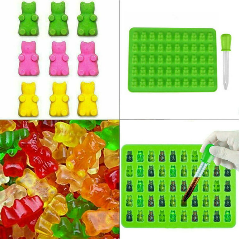 Yesbay Gummy Bear Candy Mold Kit Chocolate Bakeware DIY Decor Tool 50 Cavities,Red, Size: 18.8