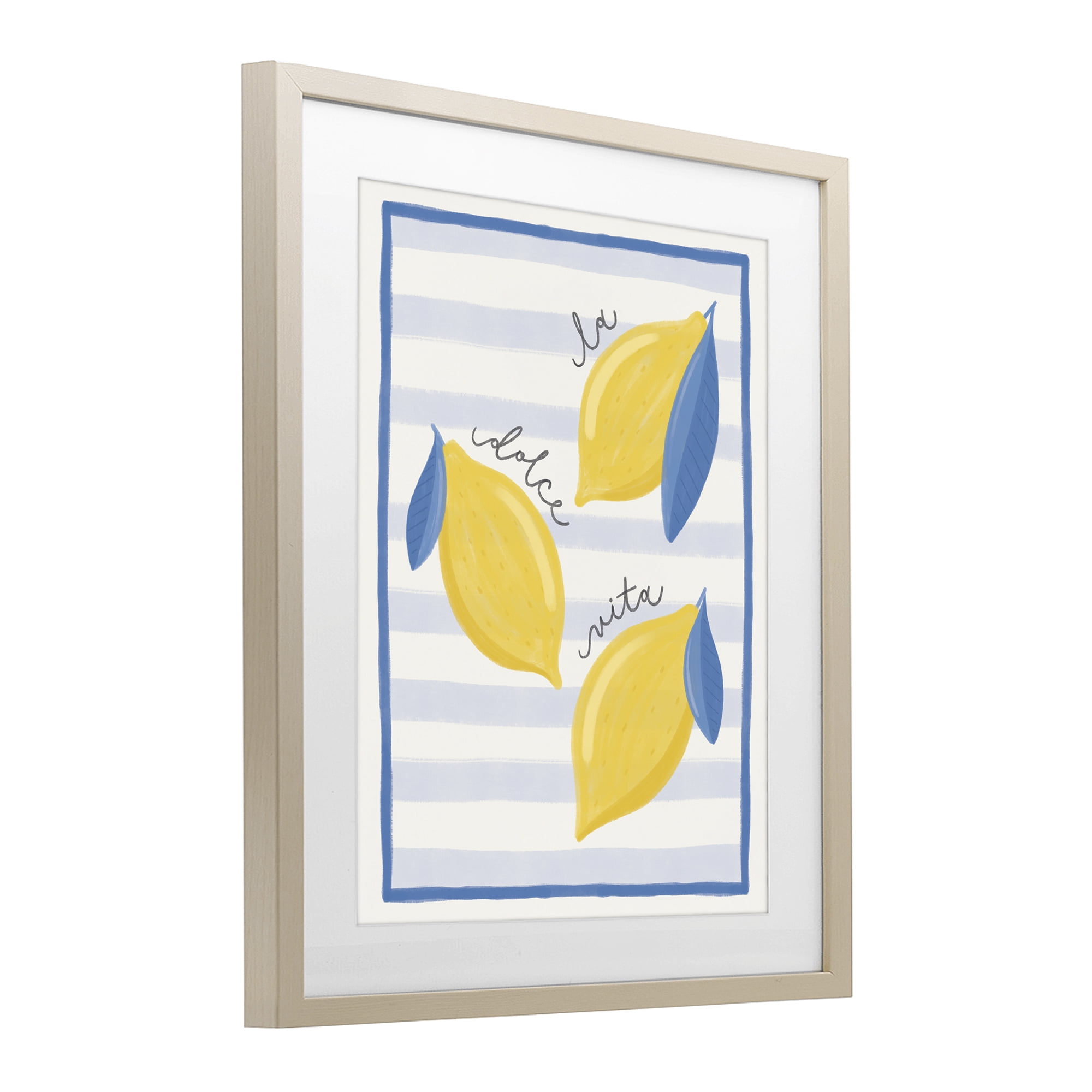 Stupell Industries Dolce Vita Lemons & Stripes Birch Framed Print Under Glass, design by Jalynn Heerdt