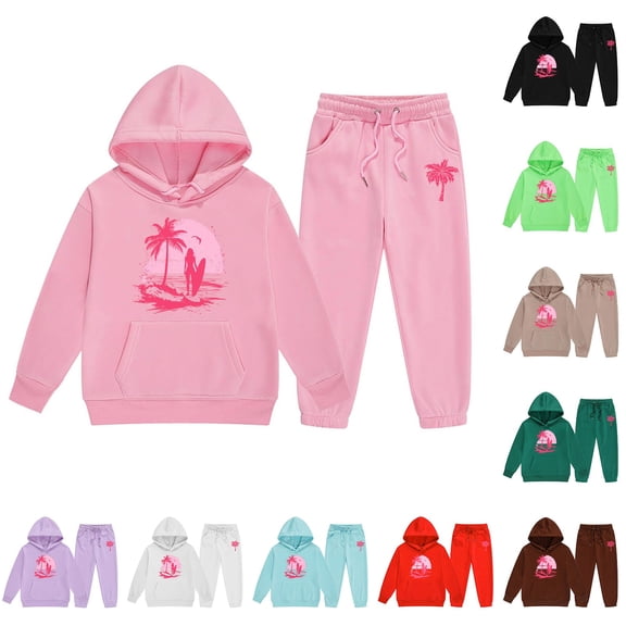 CHENge 2 Pieces Girls Outfits Tie Dye Sweatsuits Pant Set Long Sleeve Athletic Sweatshirts and Sweatpants with Pockets