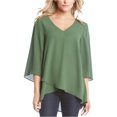 thumbnail image 1 of Karen Kane Womens Back Crossover Pullover Blouse, Green, Small, 1 of 1