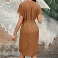 thumbnail image 6 of ZOELNIC Women's Elegant Short Sleeve V Neck High Waist Dress Summer Casual Dress With Belt, M, 6 of 7