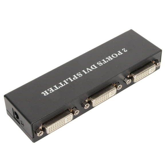 2 Port DVI Splitter, 1 in 2 Out 2 Port DVI Dual Monitors Distribution Duplicator Video Splitter, Support 1080P for PC Laptop DVR Projector HDTV
