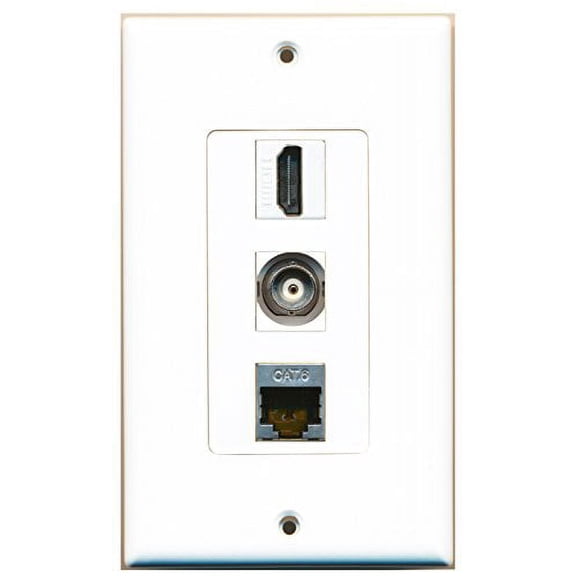 RiteAV - 1 Port HDMI and 1 Port Shielded Cat6 Ethernet and 1 Port BNC Decorative Wall Plate Decorative