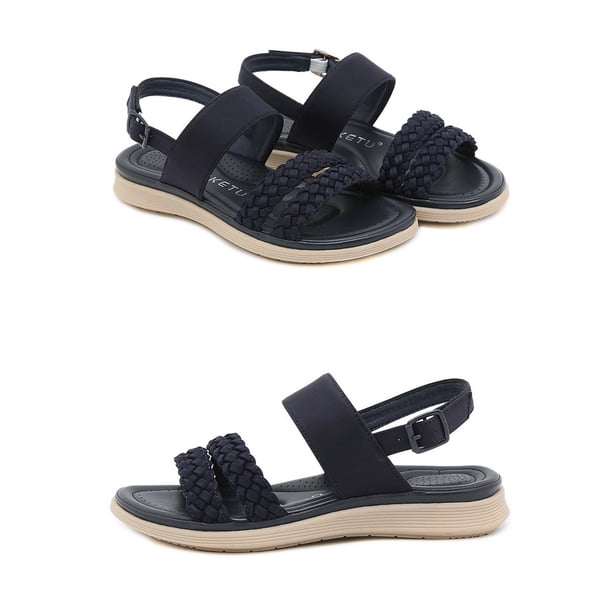 Sandalias de vestir trenzadas Zapatos para caminar con punta abierta Correa en el tobillo Soporte para el arco para mujer