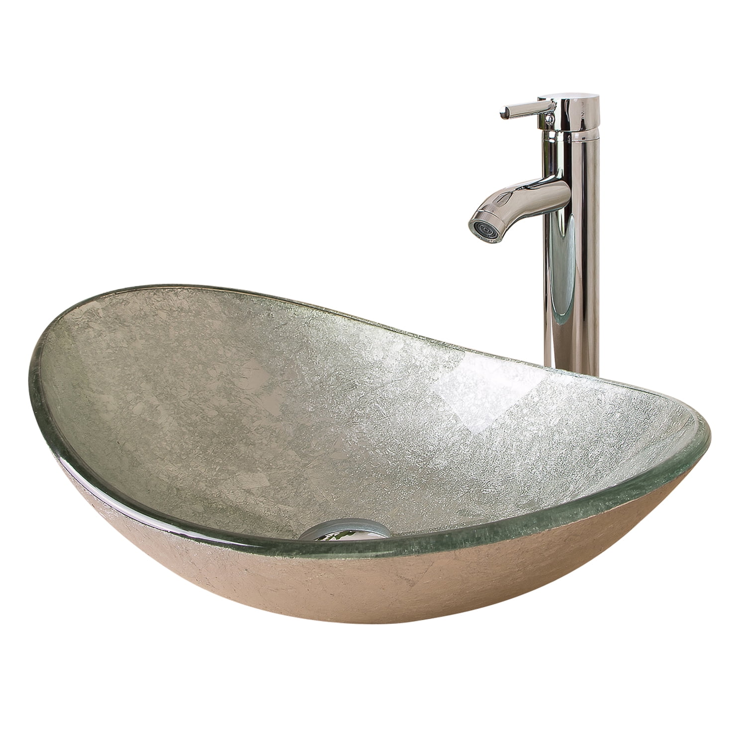 Walcut Bathroom Vanity Art Oval Glass Vessel Sink Basin Faucet Popup Drain Combo New