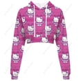 thumbnail image 4 of 2024 Hello Kitty Fashion Trend Print Embossed Dew Navel Long Sleeve Hoodie Super Short Sweater, 4 of 6