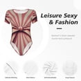 thumbnail image 4 of Saiise Combinaison Rétro à Motif Nœud pour Femmes à Manches Courtes Col Rond Pyjama Justaucorps Extensible avec Fermeture à Pression-TTTG, 4 of 7