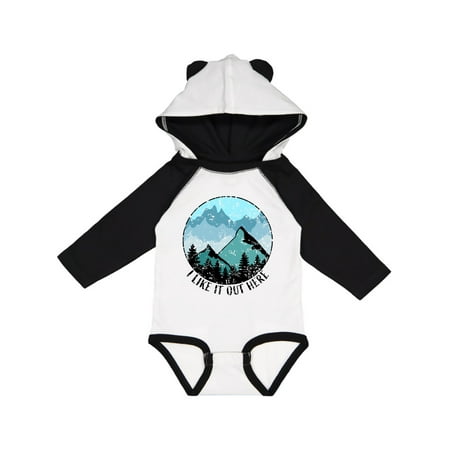 

Inktastic I Like it Out Here Mountains in Blue Distressed Gift Baby Boy or Baby Girl Long Sleeve Bodysuit