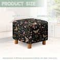 thumbnail image 3 of SCRAWLGOD Butterfly Leaf Mushroom Floral Print Black Ottoman Cover, Stretch Square Ottoman Slipcovers Foot Stool Cover for Living Room, Folding Storage Furniture Protector, Machine Washable, 3 of 7