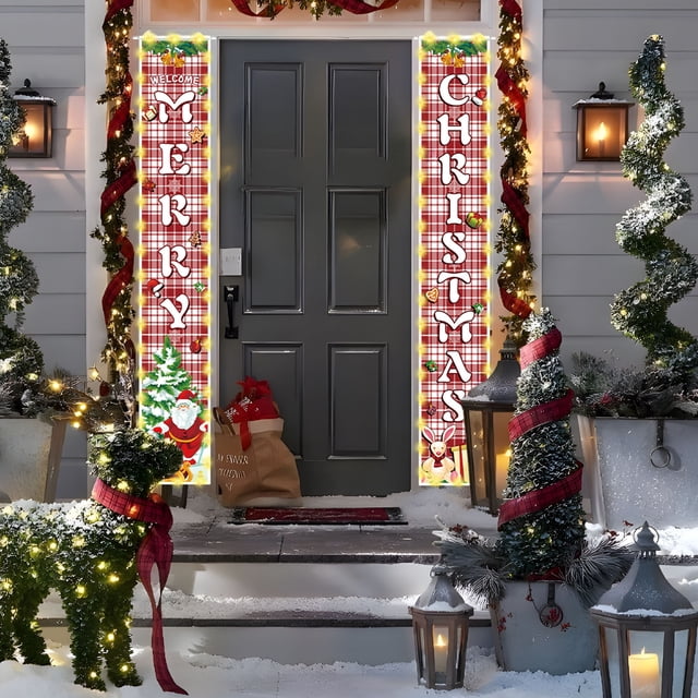 Christmas Couplet Door Curtain Custom Party Decoration Door Cover Christmas Flag Background Cloth Christmas Lighting Style