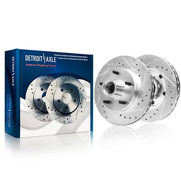 Detroit Axle - Front Drilled Brake Rotors for 2-Wheel ABS 94-01 Ford E-150 Econoline 94-96 F-150 RWD Models: 11.73 inch Rotor