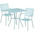 thumbnail image 2 of Flash Furniture Commercial Grade 28" Square Sky Blue Indoor-Outdoor Steel Patio Table Set with 2 Square Back Chairs, 2 of 5