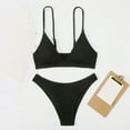 thumbnail image 5 of WREESH Women Split Swimsuit Show Waist Solid Color Bikini, 5 of 5