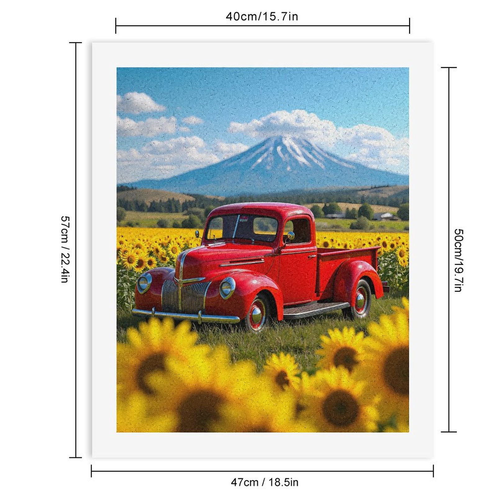 Paint By Numbers Kit for Adults Beginner - Red Vintage Truck Sunflower Field DIY Canvas Painting Kits for Adults, Frameless Paint By Number for Adults for Home Wall Decor 16x20 Inch