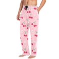 thumbnail image 2 of FORMRS Mens Pajama Pants with Pockets Cotton Sleepwear Lounge Bottoms Sizes S-2XL, Pink Cute Cherry Pattern, 2 of 7