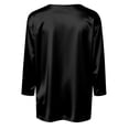 thumbnail image 6 of Womens Satin Silk 3/4 Length Sleeve Tunic Tops Trendy Silky Round Neck Business Casual Shirt Dressy Blouses, Black S, 6 of 6