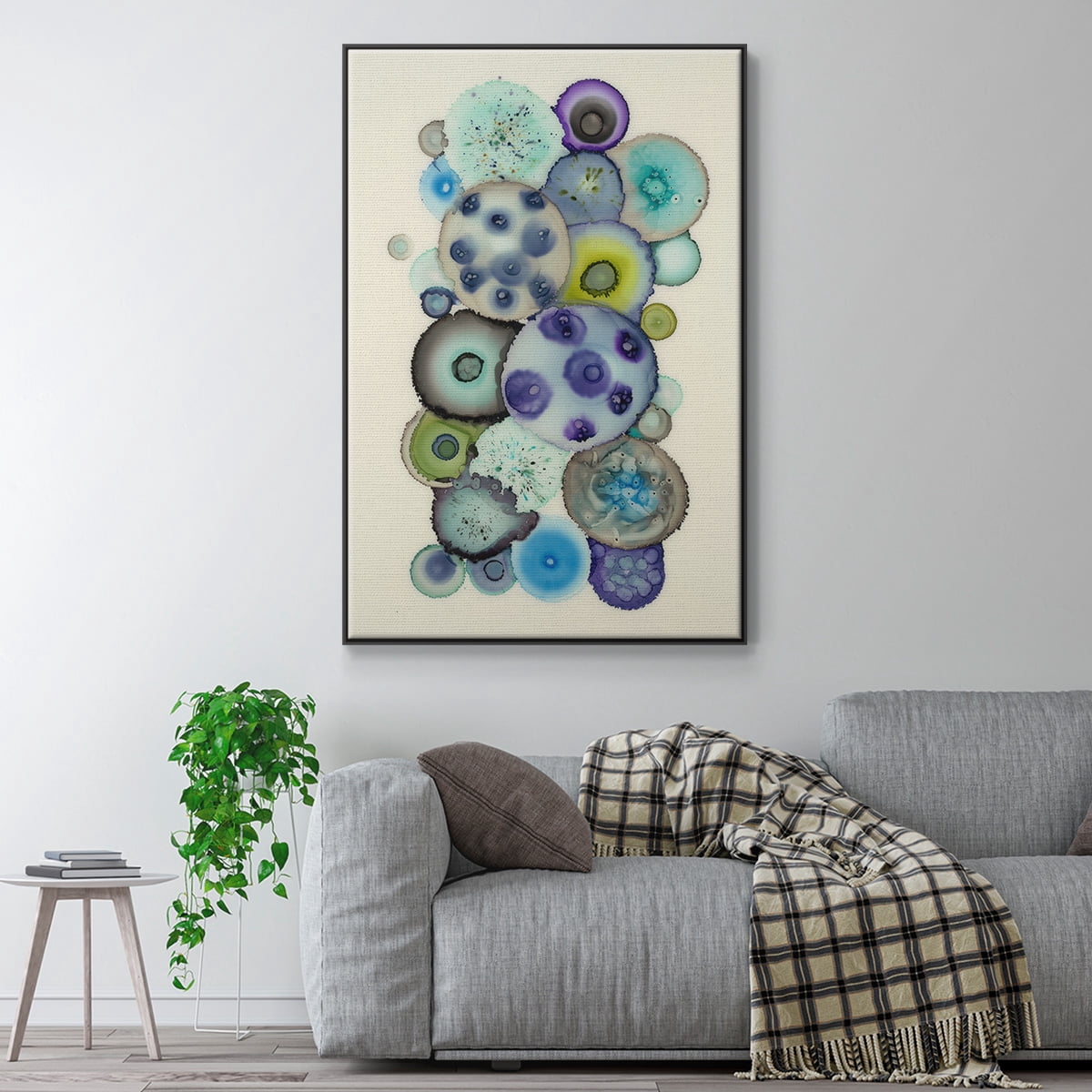 Geodes II Framed Premium Gallery Wrapped Canvas - Ready to Hang - 25 x 37 - Black Floating Frame