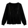 thumbnail image 4 of SONXAHE Womens V Neck Peplum Sweatshirt Long Sleeve Waist Flare Casual Tops, 4 of 4