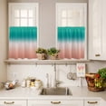 thumbnail image 4 of Kitchen Window Curtains Valance and Tier Set, Turquoise Orange Gradient Rod Pocket Tier Curtain Valance Set, Modern Minimalist Art Light Filtering Cafe Curtains for Bedroom Living Room, 4 of 9