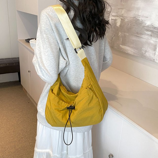 Bolso bandolera de ocio para mujer bolso de hombro con cordón de Color sólido bolso de viaje para mujer