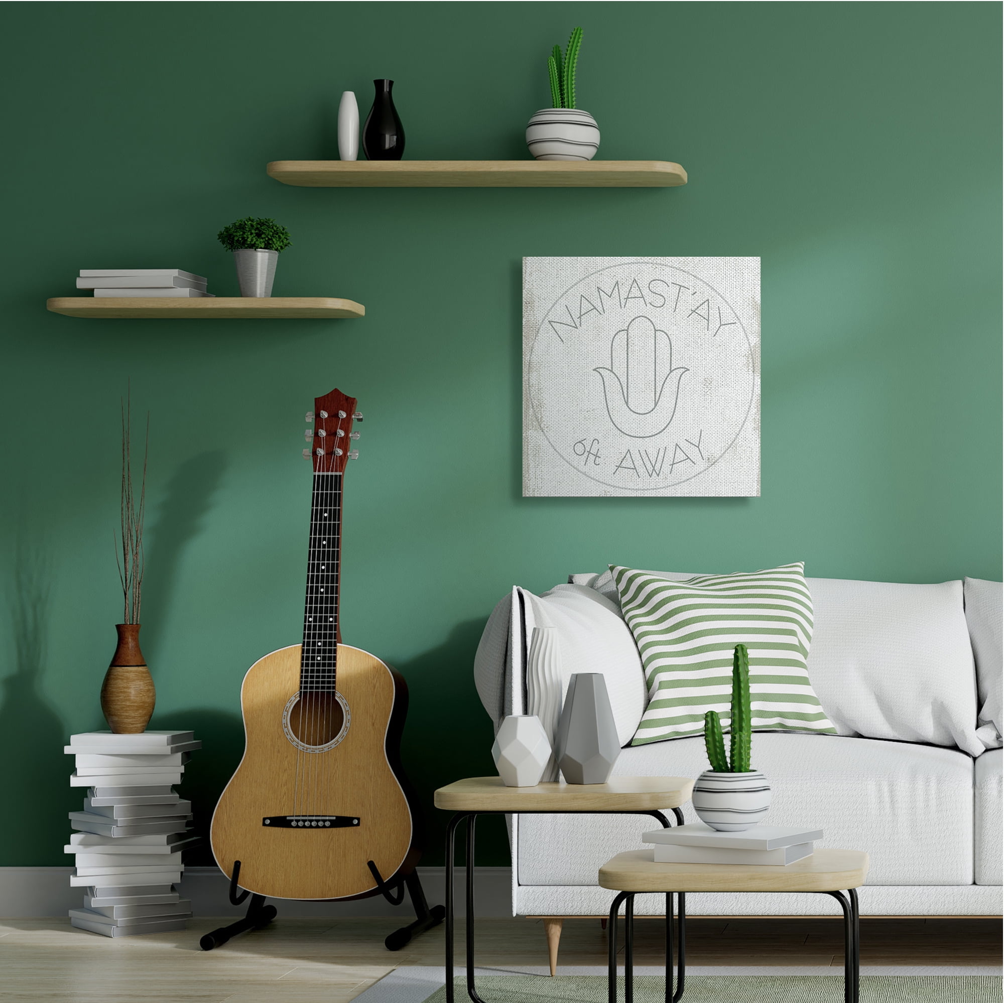 Stupell Industries Namast'ay 6 Feet Away Phrase Self-Care Pun Inspirational Painting Gallery Wrapped Canvas Art Print Wall Art, 36 x 36